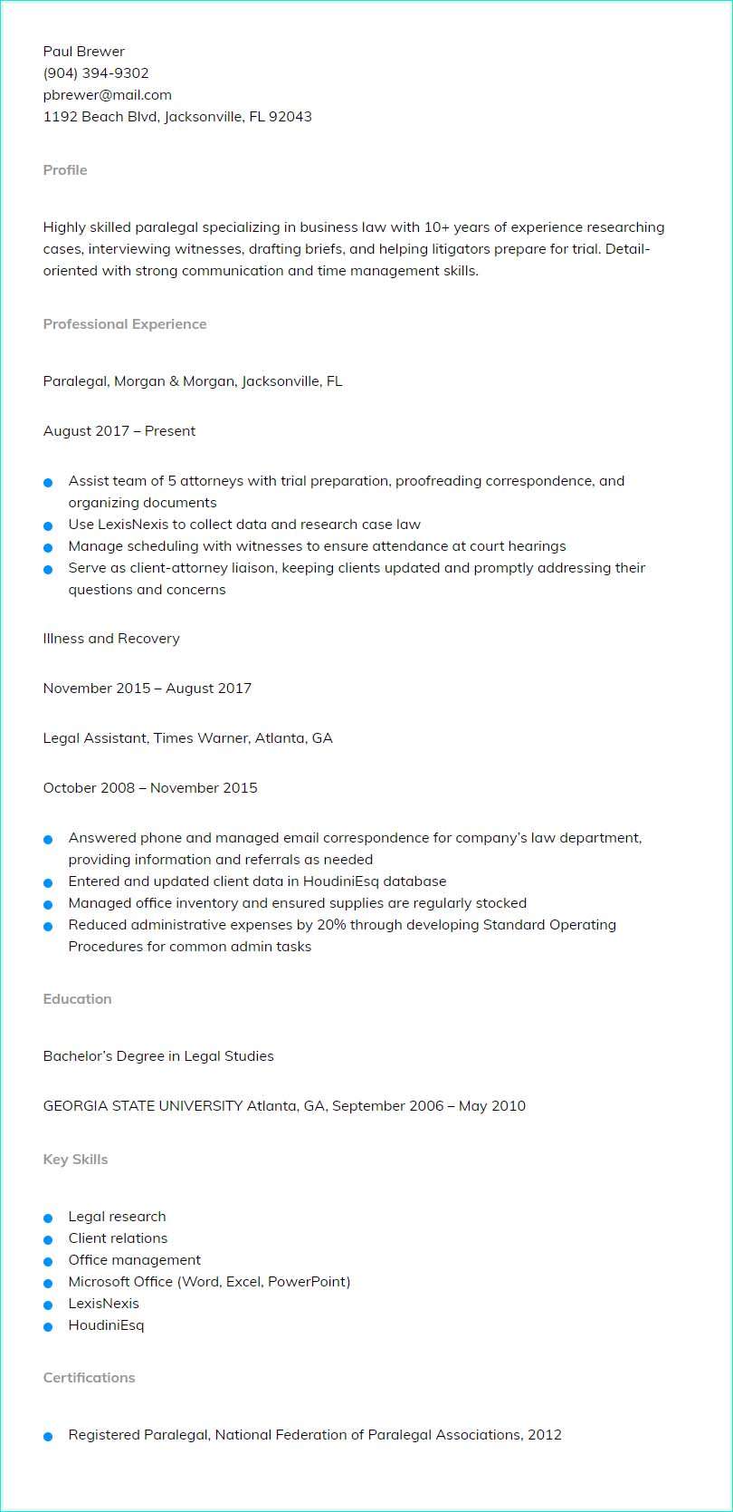 Resume Example - Resume and Employment Guide for People With Disabilities