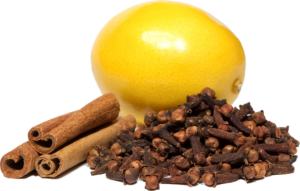 Lemon, clove, and cinnamon
