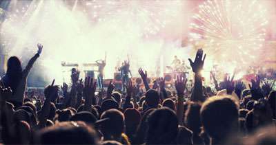 Loud Fireworks Display at a Rock Concert